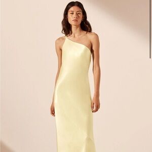Shona Joy La Lune One Shoulder Cowl Back Maxi Dress in Lemon